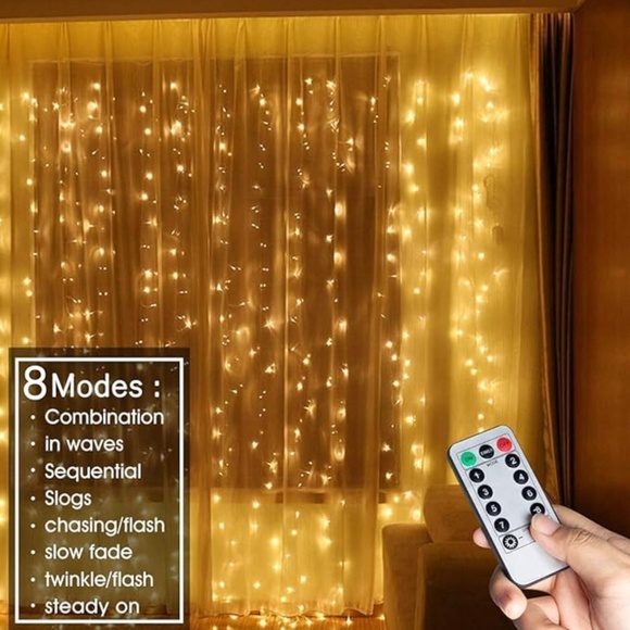 NEW Indoor/Outdoor String Lights, 300 LEDs Warm White Twinkle 8 Modes USB Remote - Picture 2 of 12